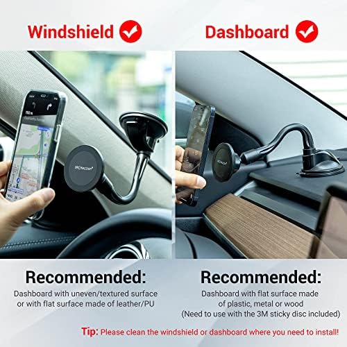 Magnetic Phone Holder for Cars – PROfezzion Suction Cup & Vent Clip Combo for i Phone 16/15/14/13 Pro Max & All Smartphones – Seamless Mag Safe Compatibility & Durable Aluminum Design – Enhanced Grip for Safe Navigation and Hands-Free Calls