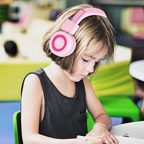 ELECDER i37 Foldable Kids Headphones – Lightweight, Adjustable On-Ear Wired Headphones in Vibrant Peach/Purple for School, Travel & Home Learning – Perfect Audio Companion for Young Learners & Teens with Comfortable Fit and Universal Device Compatibility