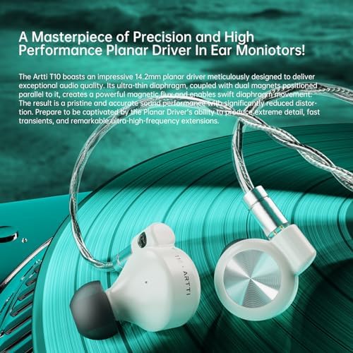 ARTTI T10 High-Performance In-Ear Earphones – Precision 14.2 mm Planar Drivers Delivering Superior Audio Clarity – Perfect for Audiophiles, Gamers, and Musicians Demanding Exceptional Sound Quality and Device Versatility