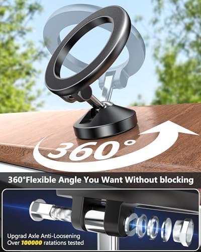 2024 Enhanced Mag Safe Car Mount for Dashboard – Premium All-Metal Magnetic Phone Holder with 360° Rotation, Perfect for i Phone 16, 15, 14, 13, 12 Pro Max Plus Mini – Unmatched Stability & Hands-Free Convenience for a Safer Drive