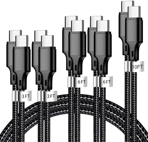 Ultimate USB A to USB C Charger Cable Set – 5 Pack (3/3/6/6/10 ft) for Fast Charging & High-Speed Data Transfer | Compatible with i Phone 16/15, i Pad Pro/Air, Samsung, PS5 – Durable & Tangle-Free Design, Enhanced Performance for Everyday Use