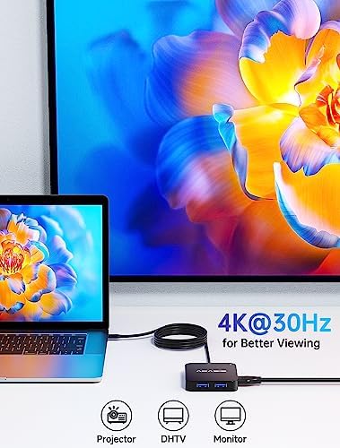 Revolutionize Your Workspace with the 4 FT USB C Hub – 10 Gbps Multiport Adapter Featuring 4 K HDMI Output and 100 W Power Delivery for Mac Book, Dell, Lenovo & i Pad Pro – Ultimate Connectivity with Versatile USB A3.1 Ports for Fast Data Transfers and Seamless Device Integration