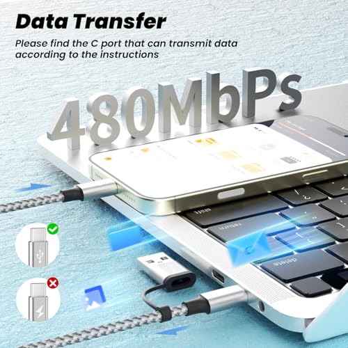 Ultimate Travel Companion: 5 ft USB C Splitter Multi Charging Cable – Dual USB A/C to 3 Type-C Ports for Fast Charging of i Phone 16/15 Series, Tablets & More – 2 Pack for Convenience and Enhanced Compatibility