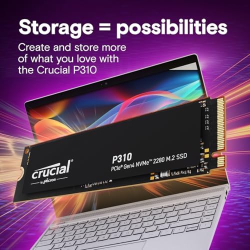 Elevate Your Gaming Experience with Crucial P310 500 GB NVMe M.2 SSD – Blazing Fast 6,600 MB/s Speeds, PCIe Gen4 Performance, and Acronis Backup Included for Ultimate Data Security – Ideal Internal Solid State Drive for Gamers and Creators