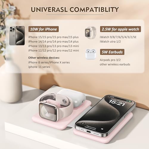 Revolutionize Your Charging Experience with the Ultimate 3-in-1 Wireless Charging Station for i Phone, Apple Watch, and Air Pods – Magnetic Foldable Design for Enhanced Portability and Fast Charging Compatibility with i Phone 16, 15, 14, 13, 12 Pro Max Plus – Effortlessly Streamline Your Tech Setup and Eliminate Cable Clutter – Durable and Stylish Solution for Home and Office Use