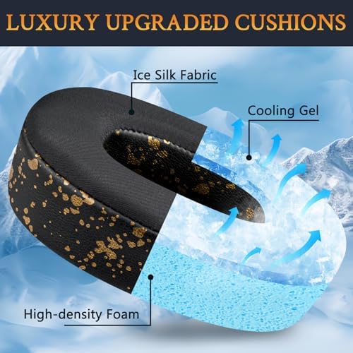 SOULWIT Cooling Gel Earpads for JBL Tune 700 Series – Premium High-Density Foam Replacement Cushions – Ultimate Comfort, Sound Isolation & Breathability – Stylish Black Gold Finish – Perfectly Fits JBL 710 BT, 720 BT, 750 BTNC, 760 NC, 770 NC – Transform Your Listening Experience with Durable, Easy-to-Install Accessories