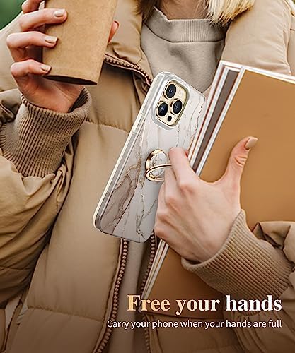 GVIEWIN Stylish Marble Phone Ring Holder with 360° Rotation for Ultimate Grip and Kickstand Functionality – Compatible with i Phone 16 Pro Max, 15 Plus, 14, 13, 12 Series & Galaxy S25/S24 Ultra – Elegant Flowing Sakura Design for Enhanced Safety and Usability