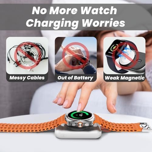 Portable 1800 m Ah Magnetic Wireless Charger for Samsung Galaxy Watch – Compact Keychain Power Bank for Effortless Fast Charging on the Go, Optimized for Galaxy Watch 7/Ultra/6/6 Classic/5/5 Pro/4/3 & Active 2/1 – Essential Charger for Busy Lifestyles and Uninterrupted Connectivity
