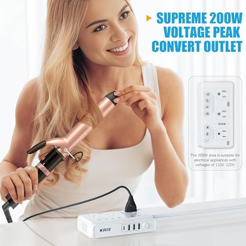 High-Power 2000 W Voltage Transformer Adapter – Premium 220 V to 110 V Travel Converter for High-Watt Hair Dryers and Electronics – Universal Plug Compatibility for US, EU, UK, and Italy – Efficient Fast Charging Solution for Global Travelers and Versatile Power Access