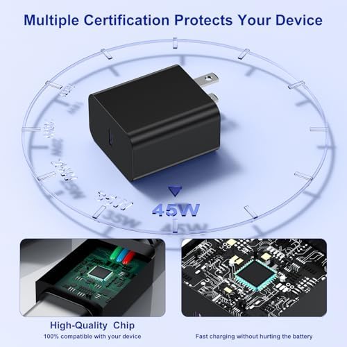 Ultimate 45 W Dual Fast Charger Set with 10 ft Type C Cable – High-Speed USB-C Wall Adapter for Samsung Galaxy S25/S24+/S23 Ultra/S23+/S22/S21/Note 20 – Enhanced Efficiency & Flexibility for All Android Devices