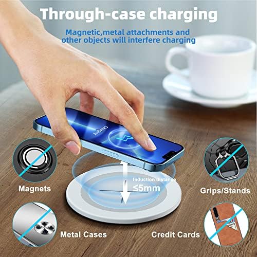 Sleek Wireless Charging Pad for Desk by JE Make IT Simple – Fast Qi-Enabled Charger for i Phone 16/15/14/13/12, Samsung, and Air Pods – Grommet Design for Clutter-Free Workspaces with Overcharge Protection and Elegant Black Finish