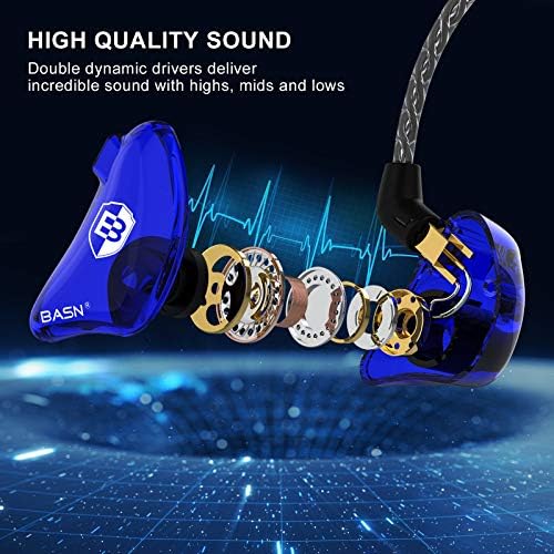 BASN Bsinger BC100 Professional In-Ear Monitor Headphones – Noise-Isolating IEM Earbuds for Musicians and Audiophiles with Universal Fit, Enhanced Compatibility, and Superior Sound Clarity in Sleek Blue Design