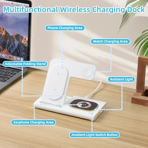 Revolutionize Your Charging Experience with the ELUTENG 3 in 1 Wireless Charging Station – Fast 18 W Charger for i Phone 16/15/14/13/12 Pro Max, Apple Watch Series 10/9/8/7/Ultra2/Ultra/SE & Air Pods – Compact, Foldable Design for Effortless Travel and Enhanced Device Compatibility
