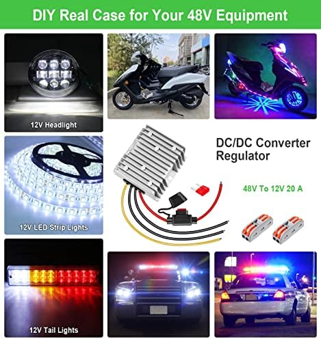 High-Performance 48 V to 12 V DC-DC Step Down Converter by Eagwell – 120 W Power Supply with Built-in Fuse for Maximum Safety – Perfect for Golf Carts, Scooters, RVs, and Marine Use – Reliable Voltage Reduction for Enhanced Device Efficiency and Versatility