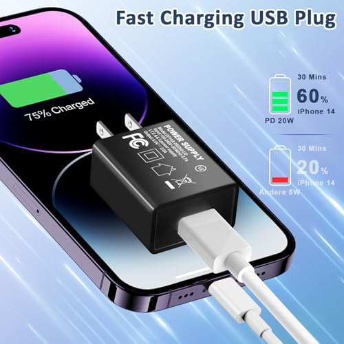 UL Certified 5 V 2 A Fast Charging USB Wall Charger – Compact Travel Adapter 2-Pack for i Phone Models 13-16, XR/XS, Plus, Pro Max & Watch Series 7/8 – Reliable & Portable Power Solution for On-the-Go Charging