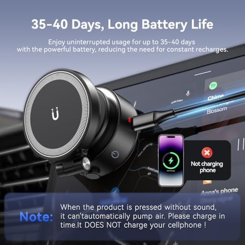 Revolutionary Electric Vacuum Suction Car Phone Holder – 360° Rotating Magnetic Mount for Ultimate Flexibility – Adjustable Stand for i Phone 12-16 Series – Unmatched Stability with Strong Suction for Safe Driving and Navigation – Hands-Free Convenience for Every Journey