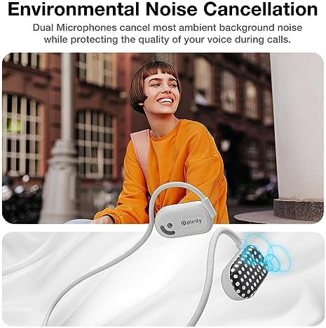 Purity Air Open Ear Headphones – Advanced True Air Conduction Wireless Bluetooth Earbuds with Dual Mic for Clear Calls – Ergonomic, Sweat-Resistant Design for Active Lifestyles – Compatible with i Phone & Android – Ultimate Comfort and Audio Awareness