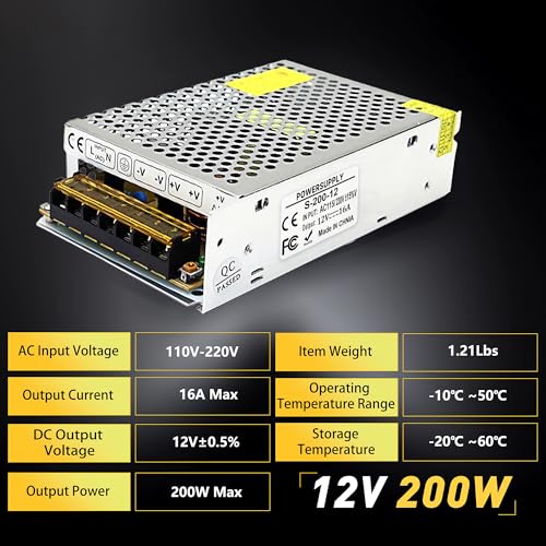 High-Performance 600 W AC to DC Power Adapter – Universal 110 V/220 V Input to Stable 12 V Output – Perfect for LED Lighting, CCTV Surveillance, and RV Power Solutions – Robust 50 A Switching Regulator for Dependable Energy Delivery and Enhanced Device Compatibility