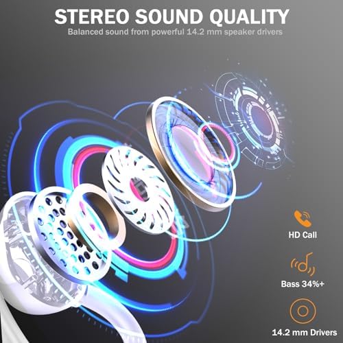 Premium Bluetooth 5.3 Wireless Earbuds – IP7 Waterproof Sport Headphones with 48-Hour Battery Life, Noise-Cancelling Mic, and 3 D Hi-Fi Stereo for Ultimate Workout Performance – Perfect for Running and Gym Enthusiasts