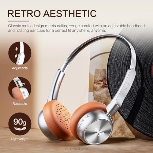 Nostalgic Retro Wireless Bluetooth Headphones – 60-Hour Battery Life, Lightweight Comfort, Built-in Microphone, Dual Device Pairing & Custom Sound App for an Immersive 80 s & 90 s Audio Adventure – Ideal for Active Music Enthusiasts and Daily Listening