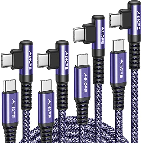 Revolutionize Your Charging with AINOPE 60 W USB C Cable 2-Pack – 10 ft Durable Nylon Braided Right Angle Type C Charger for i Phone 16 Pro Max, Samsung S24, and i Pad Pro – Fast Charging, Enhanced Compatibility, and Long-Lasting Performance