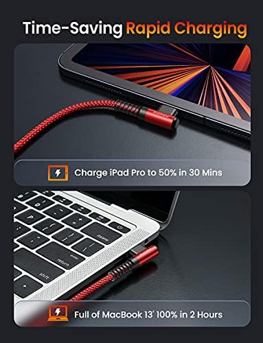 Revolutionize Your Charging with AINOPE 60 W USB C Cable 2-Pack – 10 ft Durable Nylon Braided Right Angle Type C Charger for i Phone 16 Pro Max, Samsung S24, and i Pad Pro – Fast Charging, Enhanced Compatibility, and Long-Lasting Performance