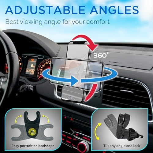 MCCHJoy Dual Magnetic Socket Car Vent Mount – Ultra-Stable No-Spin Phone Holder for All Devices and Pop Sockets – Secure AC Vent Hook for Safe Hands-Free Navigation and Streaming – Premium Compatibility for Every Journey