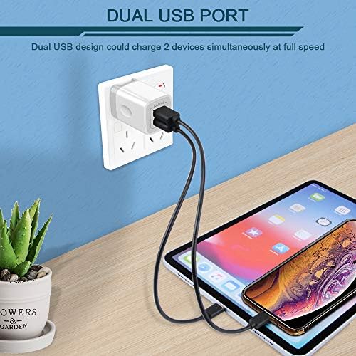 AILKIN Dual Port USB Wall Charger – 2 Pack Foldable Quick Charger Adapter for i Phone 15, 14 Pro Max, Galaxy S10 & More – Compact Travel Cube with 2.4 A Output for Fast Charging – Efficient, Safe, and Perfect for On-the-Go Power Solutions