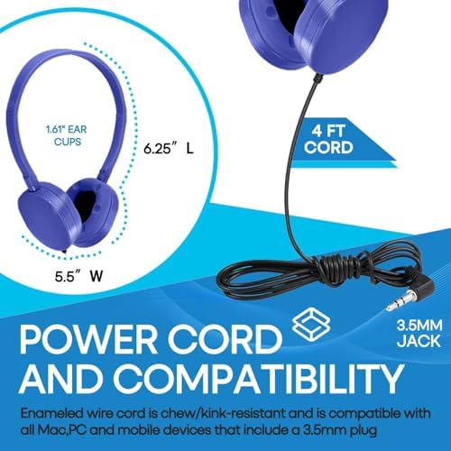 Bulk Headphones for Kids 12 Pack – Premium Wired Earphones with Superior HD Sound Quality for Classroom Learning and Play, Mixed Colors for Inclusive Use, Compatible with 3.5 mm Devices – Essential Audio Gear for Educational Environments