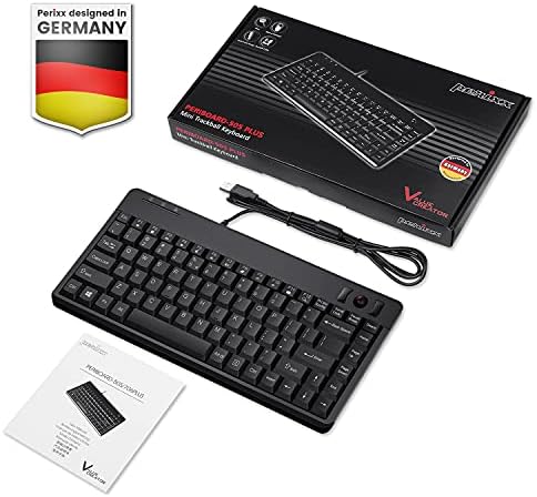 Revolutionize Your Workspace with the Perixx PERIBOARD-505 H Wired Mini Keyboard – Compact Design Featuring Integrated 0.55-Inch Trackball and Dual USB Hubs for Enhanced Productivity and Ergonomic Comfort, Perfect for Home or Office Use