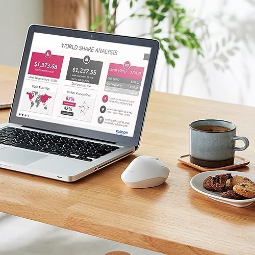 Elevate Your Productivity with the ELECOM Wireless Ergonomic Mouse – Silent Click, 2000 DPI Precision, 20-Month Battery Life, and Stylish White Design for PCs, Macs, and Laptops – Perfect for Home or Office Use
