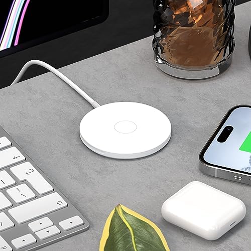 Sleek Mag Pad | Advanced Magnetic Wireless Charger for i Phone 15/14/13/12 & Air Pods | Ultra-Light, Non-Scratch Design for Seamless Usage | 15 W Fast Charging with USB-C Compatibility | Perfect Blend of Style and Functionality for Modern Lifestyles