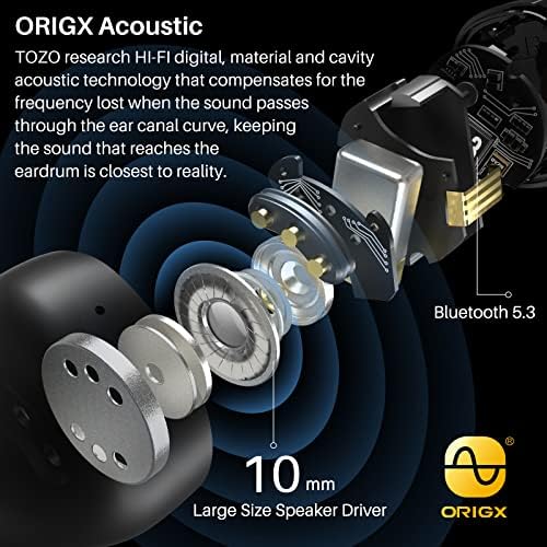 TOZO T12 Advanced Wireless Earbuds – Bluetooth 5.3 Noise Cancelling Headphones with ENC Mic, Unmatched 55-Hour Playtime, App-Customizable EQ, IPX8 Waterproof Protection, LED Display for Optimal Sound Experience – Perfect for Music Lovers and Active Lifestyles