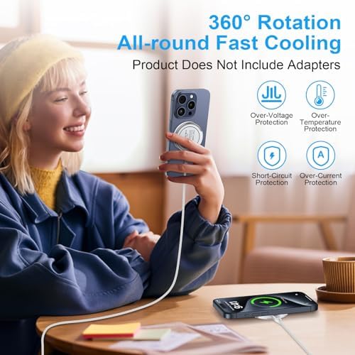 Magnetic Wireless Charger Pad – 15 W Fast Charging Station for Samsung Galaxy S24, i Phone 16 Pro Max, and Pixel 9 Pro with Built-in Kickstand for Enhanced Viewing – Universal Compatibility and Stylish Design for Home or Travel