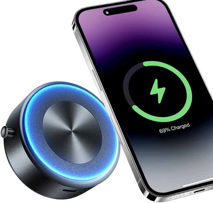 Super Strong Magnetic Vacuum Suction Magnetic Phone Holder,15W Fast Wireless Charging Phone Mount, Car Phone Stand,Compatible with iPhone 12/13/14/15/16 Series – Enhanced Compatibility and Speed
