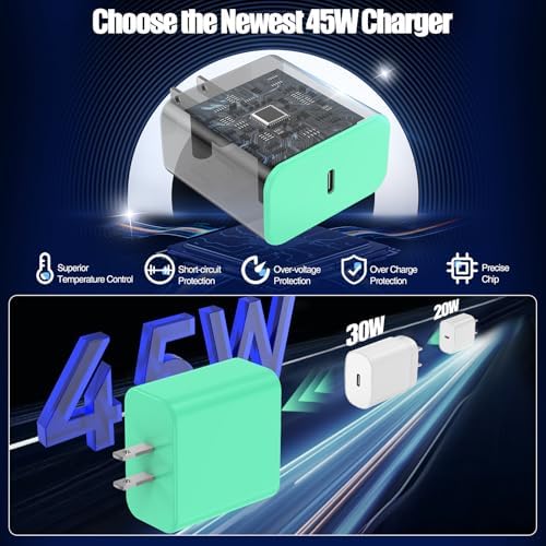 Ultimate 45 W USB-C Fast Charging Bundle for i Phone 16/16 Pro Max & 15/15 Pro Max – Dual 10 FT MFi Certified Type C Cables Included, PD 3.0 Compatible for i Pad Pro, Mac Book M1/M2, Air Pods – Compact & Portable Power Solution