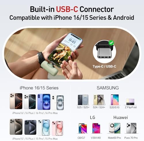 Compact Pink i WALK 5500 m Ah Power Bank – Ultra-Fast 22.5 W USB-C Charger for i Phone 16/15, Samsung Galaxy S25/S24/S23, i Pad – Lightweight Portable Battery for On-the-Go Charging and Enhanced Compatibility