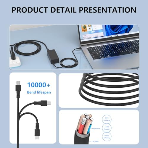 High-Efficiency 65 W USB-C Charger for HP Chromebooks and Elite Books – Fast Charging AC Adapter for Pro Book 440/450 & X360 Series – Universal Compatibility Ensuring Optimal Performance – Ideal Replacement for 45 W HP Chargers with Enhanced Power Delivery