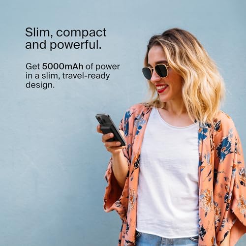 Belkin Wireless Power Bank 5000 m Ah with Mag Safe Compatibility – Portable Charger for i Phone 16 Series, i Phone 15, and Air Pods – 7.5 W Fast Charging with Built-in Kickstand for Hands-Free Use – Lightweight White Design for On-the-Go Charging Solutions