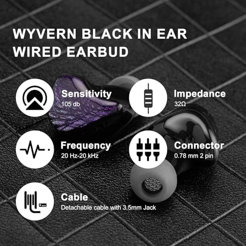 Discover the QOA Celest Wyvern Black Hi-Fi Wired In-Ear Monitors – Engineered with a Cutting-Edge Dynamic Driver for Deep Bass and Crystal Clear High Frequencies | Unique Artisan Hand-Painted Faceplate for Distinctive Personal Style | Durable Detachable 0.78 2-Pin Cable for Enhanced Longevity and Customization | Ergonomically Designed for Ultimate Comfort, Ideal for Gamers, Musicians, and Audiophiles | Versatile 3.5 mm Connector Ensures Compatibility Across All Devices. Experience Exceptional Sound Quality and Unique Aesthetic Appeal in One Premium Package.