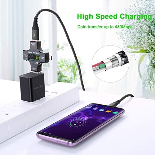 Ultra-Fast USB Charging Block 3.0 with 6 ft Braided Type C Cable – Dual Pack for Android & i Phone – Premium Compatibility for Samsung Galaxy S24/S23/S22 and i Phone 16/15 – Durable, Efficient Power Delivery for Home & Travel