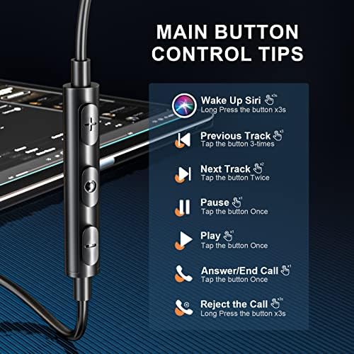 Premium Lightning Earbuds for i Phone 13, 14, 12 Pro Max | MFi Certified Wired Headphones with Noise Isolation & Enhanced Stereo Bass | In-Ear Design for Ultimate Comfort & Clarity – Ideal for Music, Calls & Podcasts