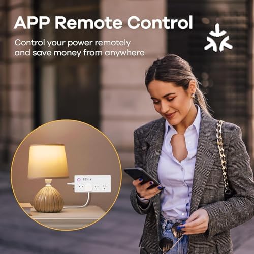 Smart Power Strip with Voice Control – Usee Link 4 AC Outlets & 4 USB Ports (2 A, 2 C) Surge Protector, 5 ft Cord, Wi-Fi Enabled for Alexa & Google Home, No Hub Required, Sleek Black Design for Modern Charging Solutions