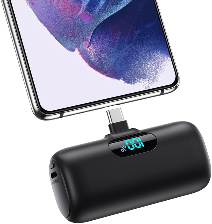 Ultra-Compact 5000 m Ah Power Bank – High-Speed USB-C Mini Portable Charger with LCD Display, Perfect for i Phone 16/15 Series & Android Devices – Lightweight Battery Pack for Travel and Daily Use, Enhanced Compatibility & Fast Charging Solutions