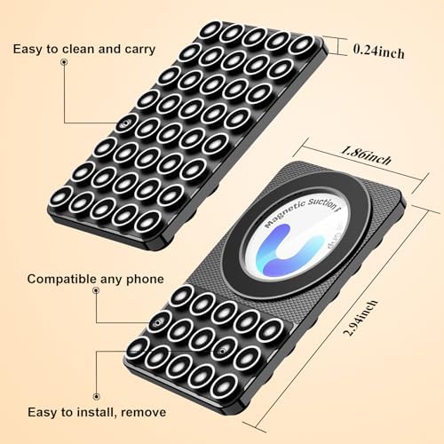 MGLK Silicone Suction Phone Case Magnetic Mount – Hands-Free, Strong Grip Holder for Selfies and Videos – Durable, Easy to Use – iPhone and Android Compatible for iPhone 15/14/13 Pro Max (Pink) – Enhanced Compatibility and Speed