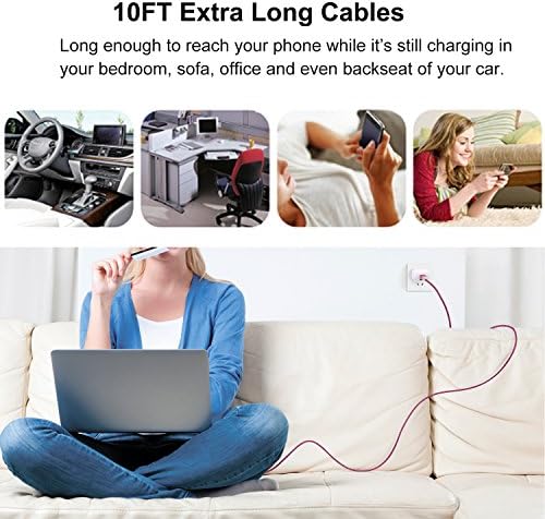 10 ft USB C Fast Charging Cable 3-Pack – Durable Nylon Braided Type C Charger for Android & i Phone 16/15 Pro Max, Samsung Galaxy S25/S24/S23 – Enhanced Performance, Versatile Compatibility & Rapid Data Transfer