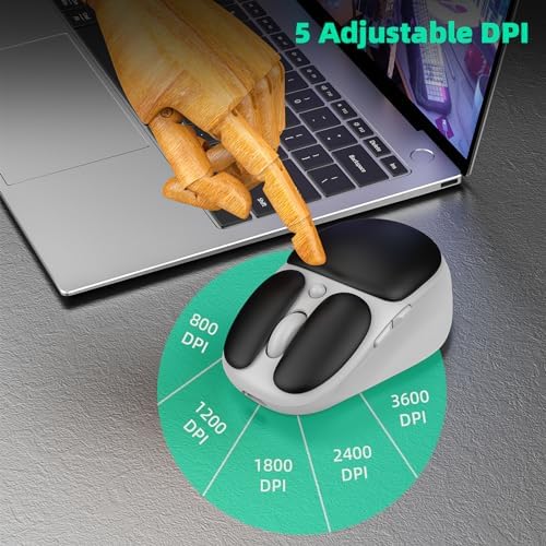 TMICE W2 Bluetooth 5.0 Wireless Mouse & Earphone Combo – Ergonomic Design with 5 Adjustable DPI Settings, Up to 60 Hours Battery Life, Sleek Black Finish for Enhanced Productivity and Seamless Connectivity