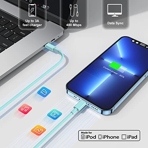 Ultra-Fast 3 FT USB-C to Lightning Charger Cable for i Phone 14, 13, 12, Pro Max & More – Certified High-Speed Charging, Enhanced Durability, and Universal Compatibility for Efficient Power Delivery – Perfect for Home, Office, and Travel Use