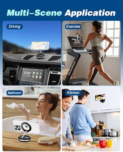 Magnetic Phone Stand, Compatible with MagSafe Phone Stand Holder for Desk, Multi-Functional Foldable, Double-Sided Magnetic Cell Phone Stand, for iPhone 16 15 14 13 12 Magsafe Case – Enhanced Compatibility and Speed