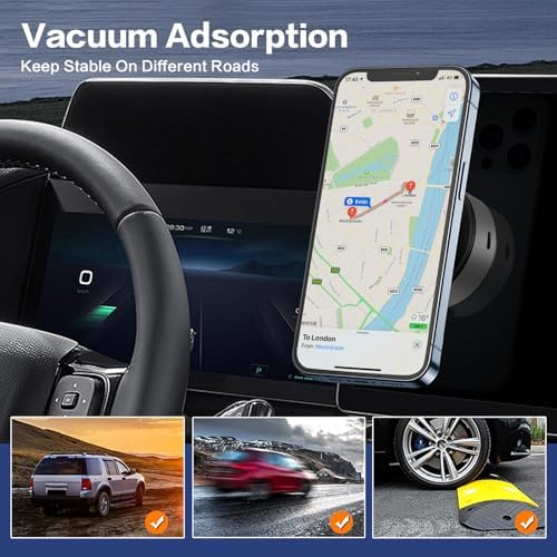 Revolutionize Your Driving Experience with the Electric Vacuum Magnetic Car Phone Mount – 360° Rotating Holder for Optimal Viewing, Universally Compatible with All Phones, Strong Suction for Smooth Surfaces, Effortless Installation & Enhanced Safety in Every Journey – Sleek Black Design for Any Car Interior